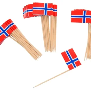 Kakepynt JOKER norsk flagg trepinne (50)
