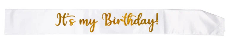 Bånd/sash JOKER It's my birthday hvit