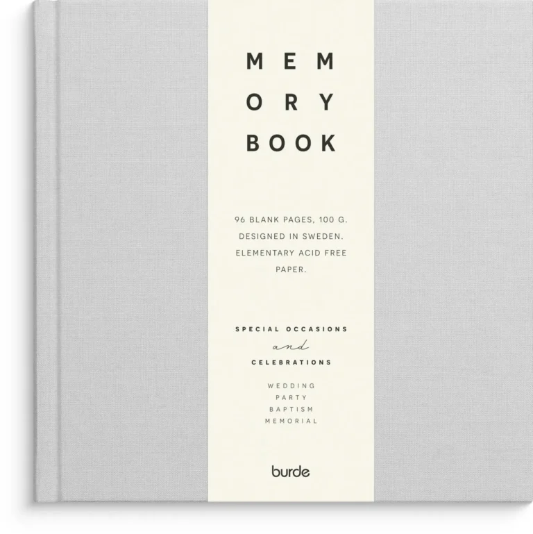 Notatbok BURDE Memory book tekstil grå