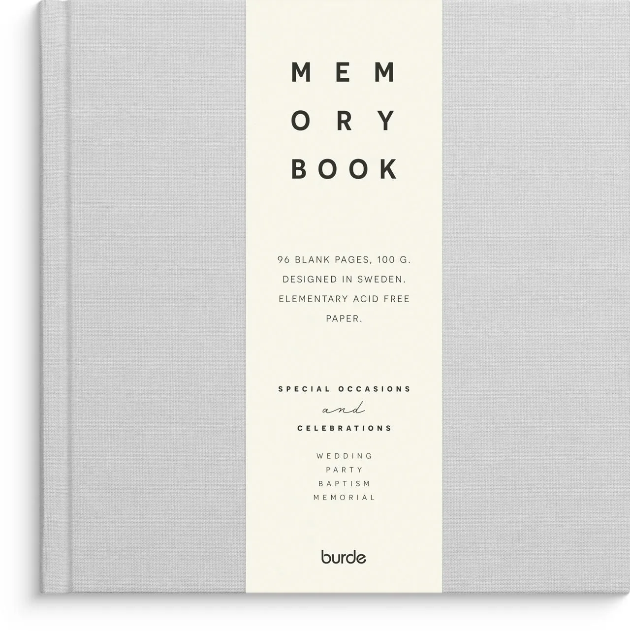 Notatbok BURDE Memory book tekstil grå