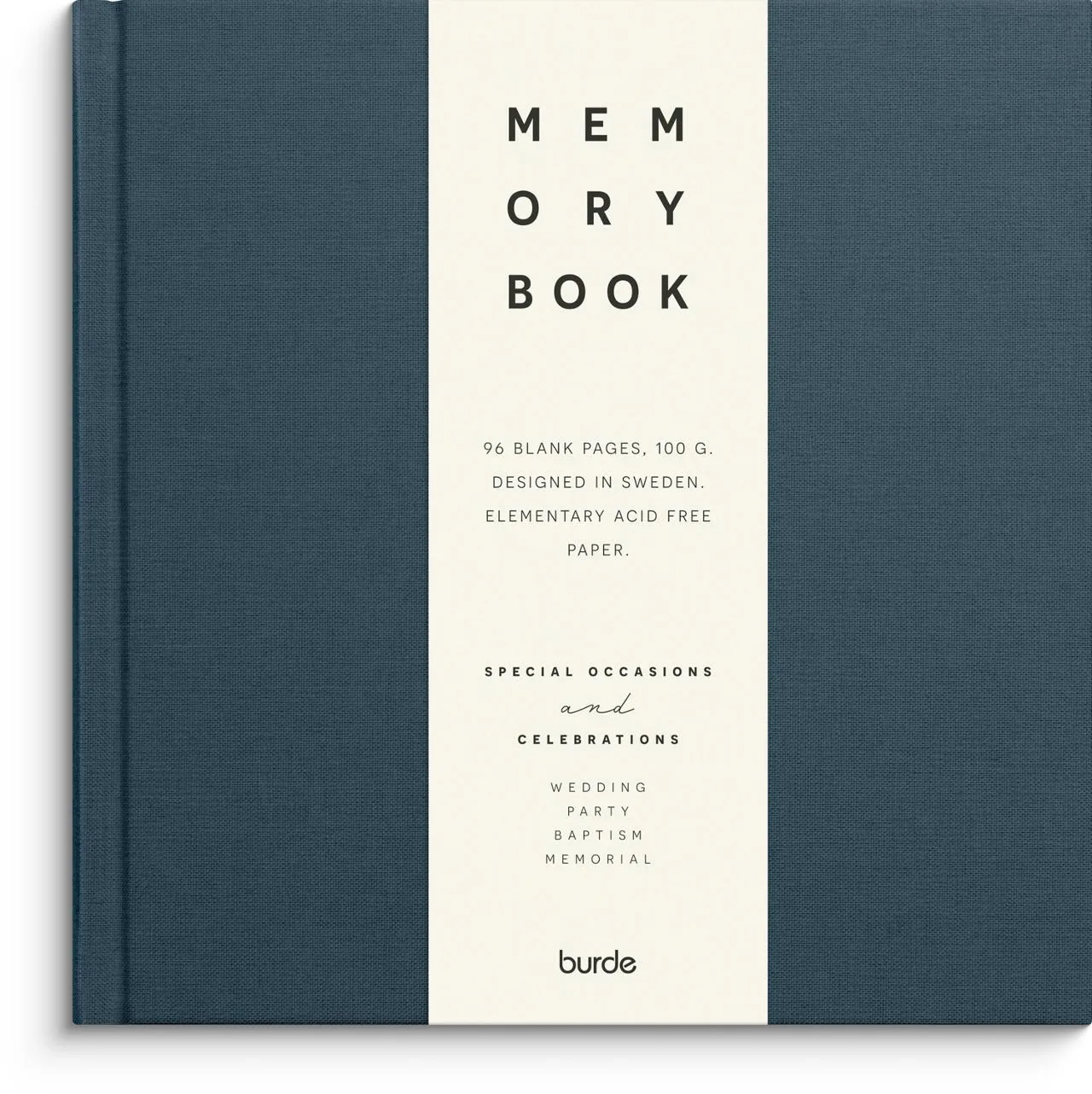 Notatbok BURDE Memory book tekstil blå