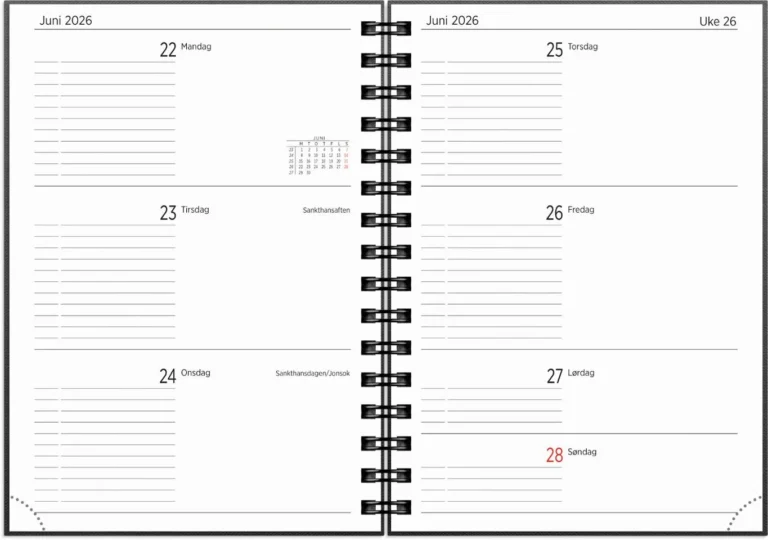 Studentkalender GRIEG A5 spir 26/27 sort - Bilde 2
