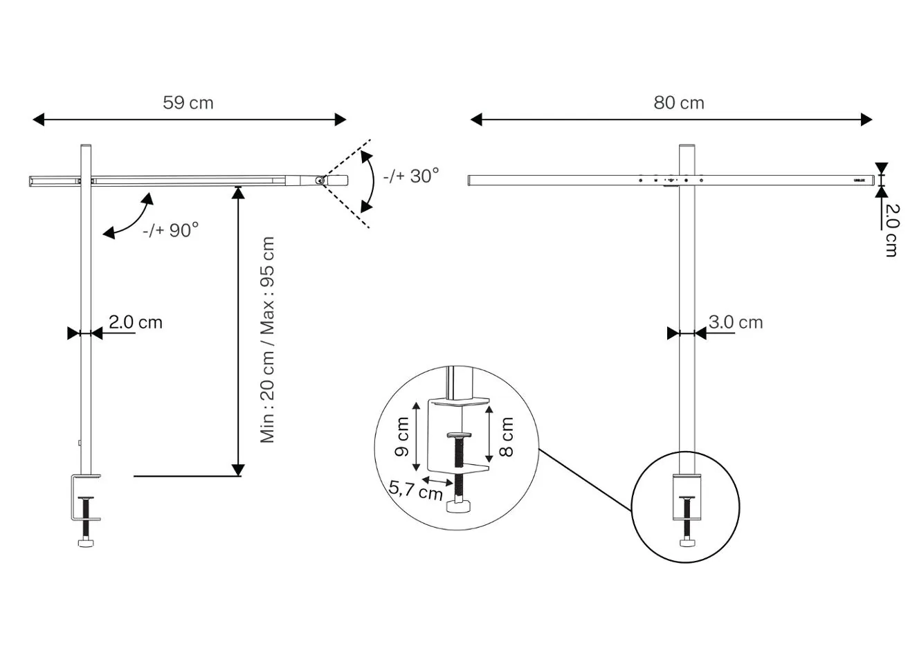 Lampe UNILUX Elite LED sort
