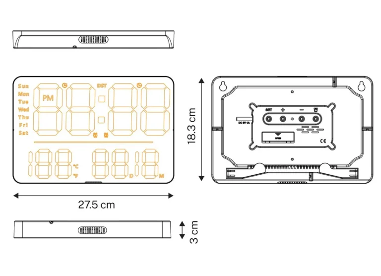 Klokke UNILUX Numi LED sort - Bilde 5