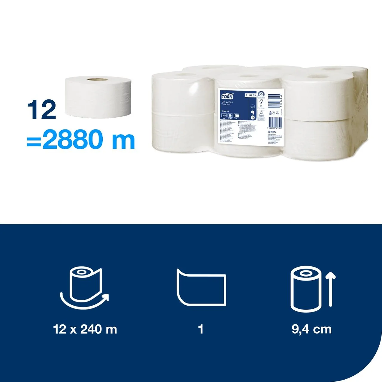 Toalettpapir TORK Universal T2 240m (12)